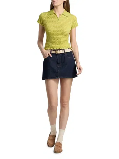 Guest In Residence Women's Smocked Cashmere Polo Top - Evoo Butter | Thumbnail 2 Guest In Residence Women's Smocked Cashmere Polo Top - Evoo Butter | Thumbnail 2