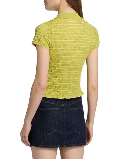 Guest In Residence Women's Smocked Cashmere Polo Top - Evoo Butter | Thumbnail 5 Guest In Residence Women's Smocked Cashmere Polo Top - Evoo Butter | Thumbnail 5
