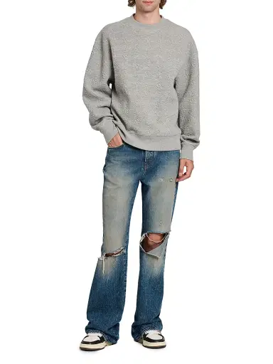 Amiri Men's Ma Quad Jacquard Oversized Crewneck Sweatshirt - Stone | Thumbnail 2 Amiri Men's Ma Quad Jacquard Oversized Crewneck Sweatshirt - Stone | Thumbnail 2