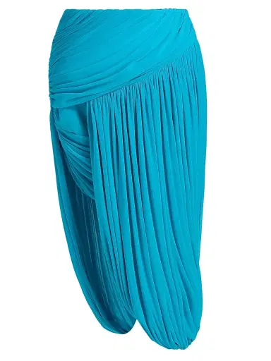 Ronny Kobo Women's Wes Ruched High-Low Hem Midi-Skirt - Turquoise | Thumbnail 1 Ronny Kobo Women's Wes Ruched High-Low Hem Midi-Skirt - Turquoise | Thumbnail 1