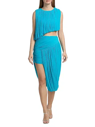 Ronny Kobo Women's Chelly Ruched Crop Top - Turquoise | Thumbnail 2 Ronny Kobo Women's Chelly Ruched Crop Top - Turquoise | Thumbnail 2