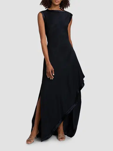 Jason Wu Collection Women's Washed Twill Asymmetric Gown - Navy | Thumbnail 3 Jason Wu Collection Women's Washed Twill Asymmetric Gown - Navy | Thumbnail 3