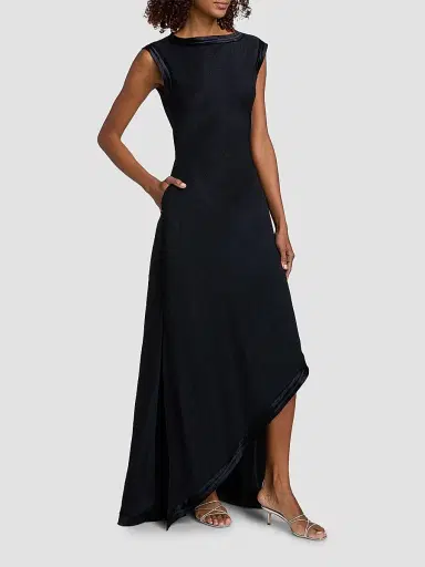 Jason Wu Collection Women's Washed Twill Asymmetric Gown - Navy | Thumbnail 4 Jason Wu Collection Women's Washed Twill Asymmetric Gown - Navy | Thumbnail 4