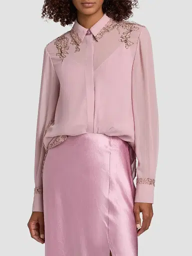 Jason Wu Collection Women's Lace-Detailed Crepe Chiffon Shirt | Thumbnail 3 Jason Wu Collection Women's Lace-Detailed Crepe Chiffon Shirt | Thumbnail 3
