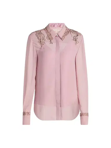 Jason Wu Collection Women's Lace-Detailed Crepe Chiffon Shirt | Thumbnail 1 Jason Wu Collection Women's Lace-Detailed Crepe Chiffon Shirt | Thumbnail 1
