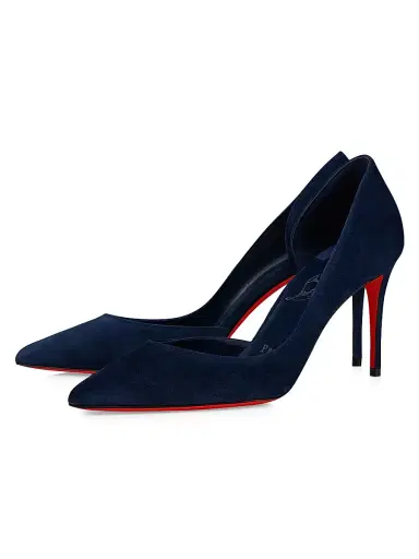 Christian Louboutin Women's Iriza Veau Velours 85MM Pumps - Zaffiro | Thumbnail 2 Christian Louboutin Women's Iriza Veau Velours 85MM Pumps - Zaffiro | Thumbnail 2