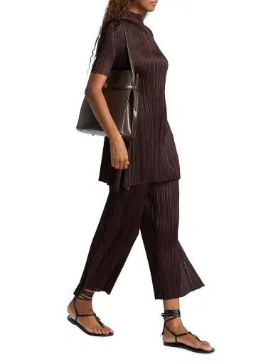 Pleats Please Issey Miyake Women's Monthly Colors: July Pleated Pants - Dark Brown | Thumbnail 2 Pleats Please Issey Miyake Women's Monthly Colors: July Pleated Pants - Dark Brown | Thumbnail 2