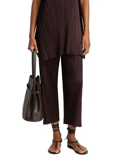 Pleats Please Issey Miyake Women's Monthly Colors: July Pleated Pants - Dark Brown | Thumbnail 3 Pleats Please Issey Miyake Women's Monthly Colors: July Pleated Pants - Dark Brown | Thumbnail 3