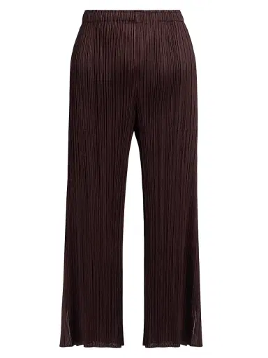 Pleats Please Issey Miyake Women's Monthly Colors: July Pleated Pants - Dark Brown | Thumbnail 1 Pleats Please Issey Miyake Women's Monthly Colors: July Pleated Pants - Dark Brown | Thumbnail 1