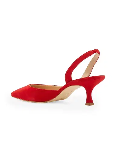 Manolo Blahnik Women's Carolyne 0MM Suede Slingback Pumps - Red | Thumbnail 4 Manolo Blahnik Women's Carolyne 0MM Suede Slingback Pumps - Red | Thumbnail 4
