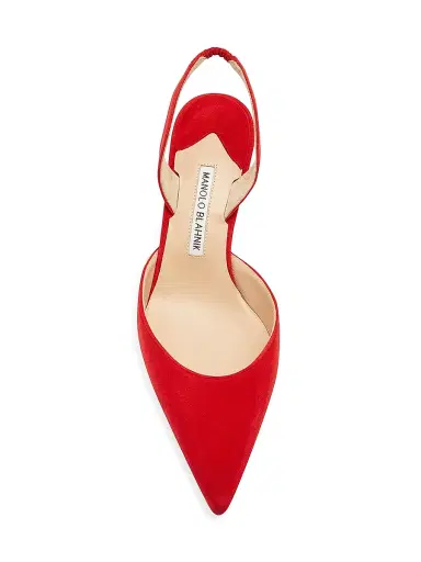 Manolo Blahnik Women's Carolyne 0MM Suede Slingback Pumps - Red | Thumbnail 5 Manolo Blahnik Women's Carolyne 0MM Suede Slingback Pumps - Red | Thumbnail 5