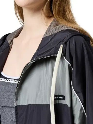Miu Miu Women's Technical Silk Zipper Blouson Jacket - Blue Grey | Thumbnail 5 Miu Miu Women's Technical Silk Zipper Blouson Jacket - Blue Grey | Thumbnail 5