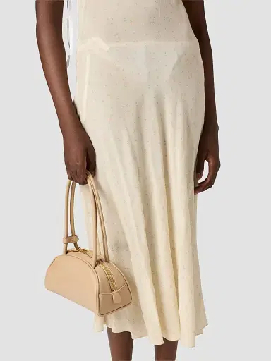 Miu Miu Women's Embroidered Marocain Crepe Dress - Beige Khaki | Thumbnail 5 Miu Miu Women's Embroidered Marocain Crepe Dress - Beige Khaki | Thumbnail 5