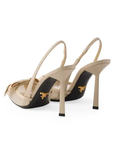 Prada Women's Mesh Fabric Slingback Pumps - Beige Khaki | Thumbnail 2 Prada Women's Mesh Fabric Slingback Pumps - Beige Khaki | Thumbnail 2