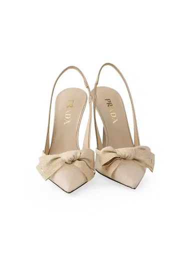 Prada Women's Mesh Fabric Slingback Pumps - Beige Khaki | Thumbnail 3 Prada Women's Mesh Fabric Slingback Pumps - Beige Khaki | Thumbnail 3