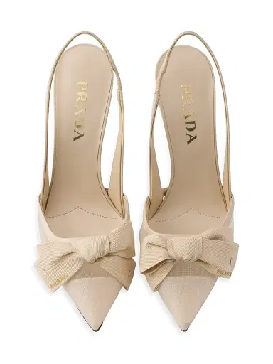 Prada Women's Mesh Fabric Slingback Pumps - Beige Khaki | Thumbnail 4 Prada Women's Mesh Fabric Slingback Pumps - Beige Khaki | Thumbnail 4