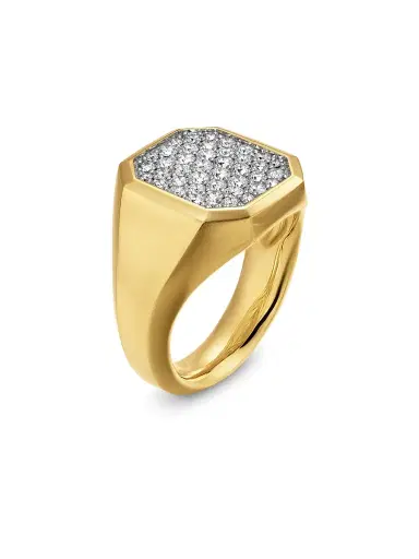 David Yurman Men's Streamline Signet Ring in 18K Yellow Gold - Diamond | Thumbnail 3 David Yurman Men's Streamline Signet Ring in 18K Yellow Gold - Diamond | Thumbnail 3