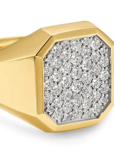 David Yurman Men's Streamline Signet Ring in 18K Yellow Gold - Diamond | Thumbnail 5 David Yurman Men's Streamline Signet Ring in 18K Yellow Gold - Diamond | Thumbnail 5