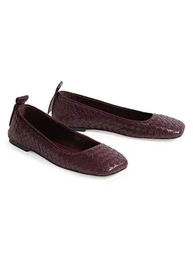 Bottega Veneta Women's Charlotte Intrecciato Leather Ballet Flats - Deep Mahogany | Thumbnail 3 Bottega Veneta Women's Charlotte Intrecciato Leather Ballet Flats - Deep Mahogany | Thumbnail 3