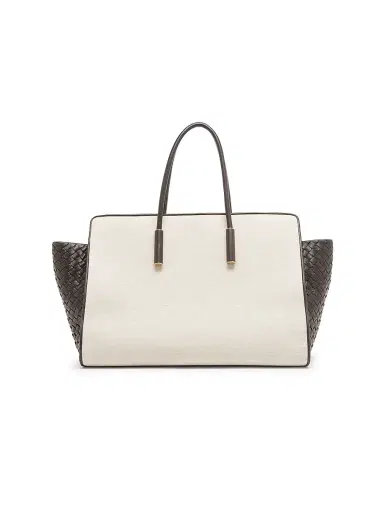 Bottega Veneta Women's Barbara Medium Canvas & Leather Tote Bag | Thumbnail 1 Bottega Veneta Women's Barbara Medium Canvas & Leather Tote Bag | Thumbnail 1