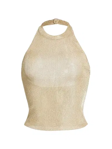 SEROYA Women's Minnie Metallic Knit Halterneck Top - Gold | Thumbnail 1 SEROYA Women's Minnie Metallic Knit Halterneck Top - Gold | Thumbnail 1