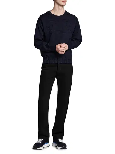 McQueen Men's Skull Wool Crewneck Sweater - Indigo Blue | Thumbnail 2 McQueen Men's Skull Wool Crewneck Sweater - Indigo Blue | Thumbnail 2