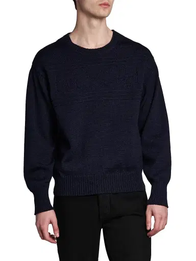 McQueen Men's Skull Wool Crewneck Sweater - Indigo Blue | Thumbnail 3 McQueen Men's Skull Wool Crewneck Sweater - Indigo Blue | Thumbnail 3