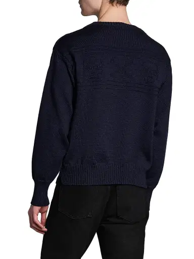 McQueen Men's Skull Wool Crewneck Sweater - Indigo Blue | Thumbnail 5 McQueen Men's Skull Wool Crewneck Sweater - Indigo Blue | Thumbnail 5