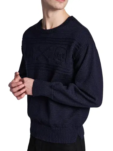 McQueen Men's Skull Wool Crewneck Sweater - Indigo Blue | Thumbnail 6 McQueen Men's Skull Wool Crewneck Sweater - Indigo Blue | Thumbnail 6