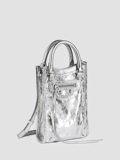 Balenciaga Women's Le City Crossbody Bag - Silver | Thumbnail 4 Balenciaga Women's Le City Crossbody Bag - Silver | Thumbnail 4