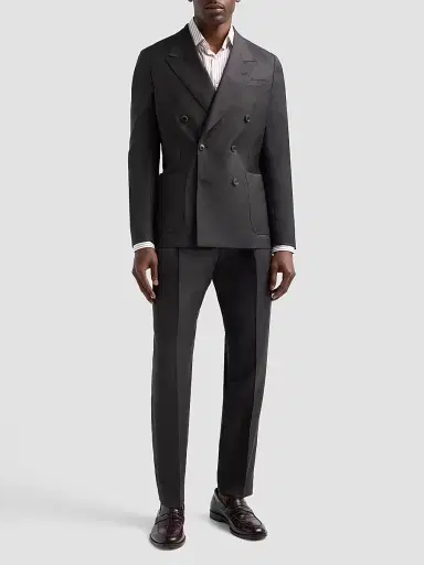 Paul Smith Men's Crease-Front Wool Trousers - Dark Brown | Thumbnail 2 Paul Smith Men's Crease-Front Wool Trousers - Dark Brown | Thumbnail 2