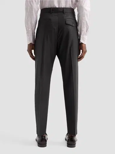 Paul Smith Men's Crease-Front Wool Trousers - Dark Brown | Thumbnail 3 Paul Smith Men's Crease-Front Wool Trousers - Dark Brown | Thumbnail 3