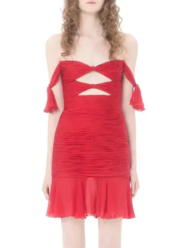 Valentino Garavani Women's Chiffon Short Dress - Red | Thumbnail 2 Valentino Garavani Women's Chiffon Short Dress - Red | Thumbnail 2