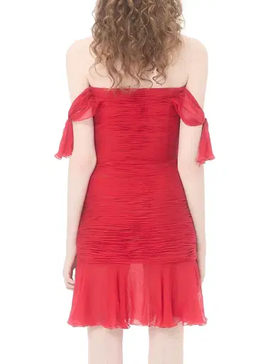 Valentino Garavani Women's Chiffon Short Dress - Red | Thumbnail 4 Valentino Garavani Women's Chiffon Short Dress - Red | Thumbnail 4
