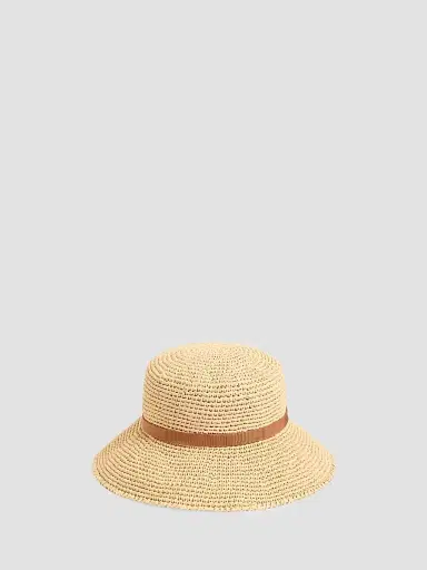 Valentino Garavani Women's VLogo Signature Foldable Straw Bucket Hat - Natural Saddle Brown - Size Large | Thumbnail 3 Valentino Garavani Women's VLogo Signature Foldable Straw Bucket Hat - Natural Saddle Brown - Size Large | Thumbnail 3