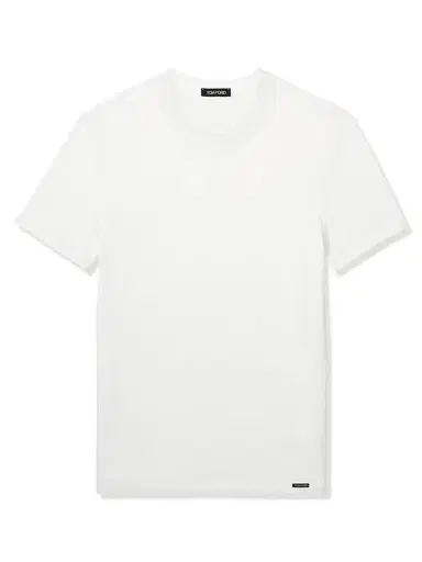 TOM FORD Men's Stretch-Cotton Crewneck T-Shirt - White | Thumbnail 1 TOM FORD Men's Stretch-Cotton Crewneck T-Shirt - White | Thumbnail 1