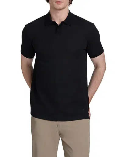 Emporio Armani Men's Chain Stitch Cotton Polo Shirt - Fancy Blue - Size XXL | Thumbnail 3 Emporio Armani Men's Chain Stitch Cotton Polo Shirt - Fancy Blue - Size XXL | Thumbnail 3