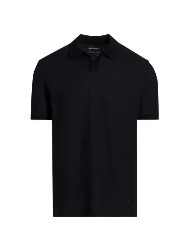Emporio Armani Men's Chain Stitch Cotton Polo Shirt - Fancy Blue - Size XXL | Thumbnail 1 Emporio Armani Men's Chain Stitch Cotton Polo Shirt - Fancy Blue - Size XXL | Thumbnail 1