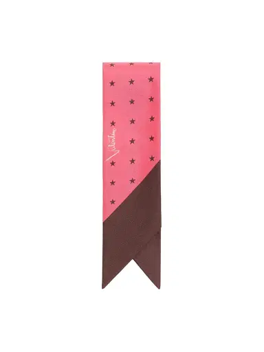 Valentino Garavani Women's Stelline E-Firma Starry Silk Bandeau Scarf - Coral Chocolate | Thumbnail 2 Valentino Garavani Women's Stelline E-Firma Starry Silk Bandeau Scarf - Coral Chocolate | Thumbnail 2