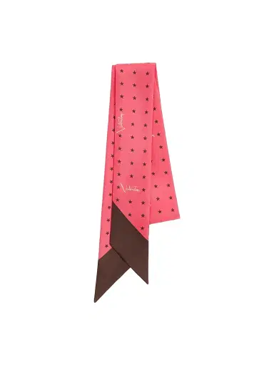 Valentino Garavani Women's Stelline E-Firma Starry Silk Bandeau Scarf - Coral Chocolate | Thumbnail 1 Valentino Garavani Women's Stelline E-Firma Starry Silk Bandeau Scarf - Coral Chocolate | Thumbnail 1