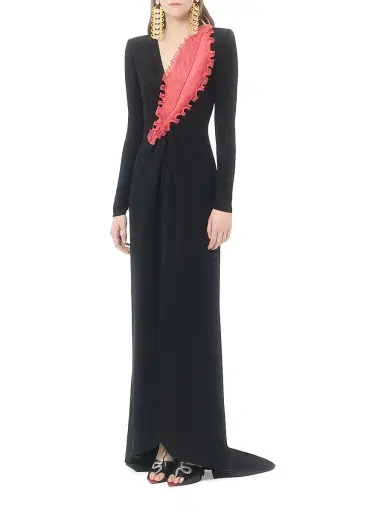 Valentino Garavani Women's Embroidered Cady Couture Gown - Black Fuchsia - Size 2 | Thumbnail 3 Valentino Garavani Women's Embroidered Cady Couture Gown - Black Fuchsia - Size 2 | Thumbnail 3