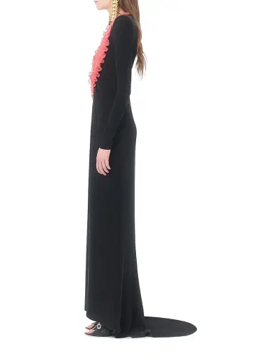 Valentino Garavani Women's Embroidered Cady Couture Gown - Black Fuchsia - Size 2 | Thumbnail 4 Valentino Garavani Women's Embroidered Cady Couture Gown - Black Fuchsia - Size 2 | Thumbnail 4