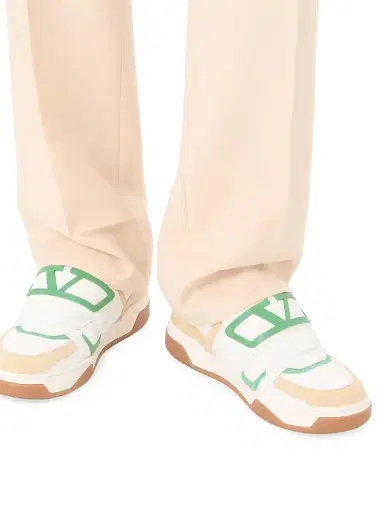 Valentino Garavani Men's Joie De Jouer Low Top Sneaker in Nappa Calfskin - White Shell Green | Thumbnail 8 Valentino Garavani Men's Joie De Jouer Low Top Sneaker in Nappa Calfskin - White Shell Green | Thumbnail 8