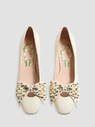 Valentino Women's Bowow 45MM Pumps in Kidskin with Studs | Thumbnail 4 Valentino Women's Bowow 45MM Pumps in Kidskin with Studs | Thumbnail 4