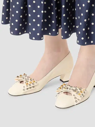 Valentino Women's Bowow 45MM Pumps in Kidskin with Studs | Thumbnail 7 Valentino Women's Bowow 45MM Pumps in Kidskin with Studs | Thumbnail 7