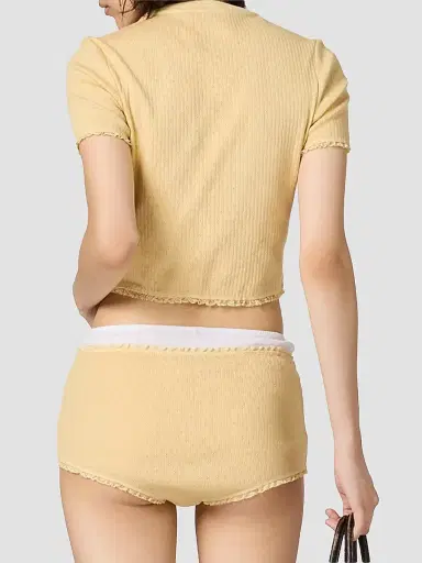 Miu Miu Women's Garment-Dyed Cotton Top - Yellow | Thumbnail 3 Miu Miu Women's Garment-Dyed Cotton Top - Yellow | Thumbnail 3