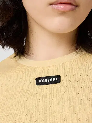 Miu Miu Women's Garment-Dyed Cotton Top - Yellow | Thumbnail 6 Miu Miu Women's Garment-Dyed Cotton Top - Yellow | Thumbnail 6