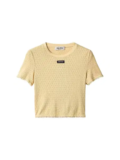 Miu Miu Women's Garment-Dyed Cotton Top - Yellow | Thumbnail 1 Miu Miu Women's Garment-Dyed Cotton Top - Yellow | Thumbnail 1