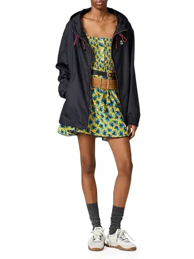 Miu Miu Women's Technical Fabric Blouson Jacket - Blue | Thumbnail 5 Miu Miu Women's Technical Fabric Blouson Jacket - Blue | Thumbnail 5
