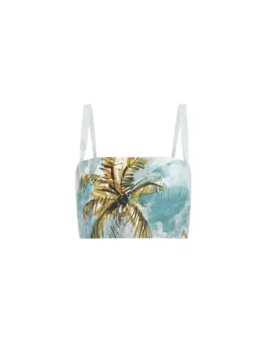 Oscar de la Renta Dominican Landscape Cotton Poplin Cropped Blouse | Thumbnail 1 Oscar de la Renta Dominican Landscape Cotton Poplin Cropped Blouse | Thumbnail 1